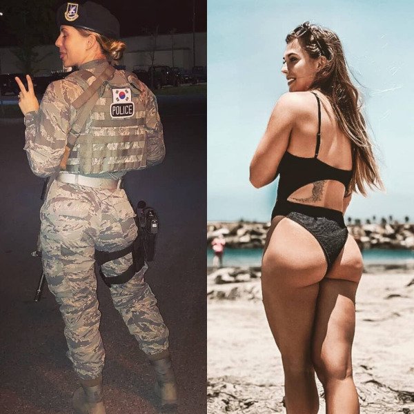 Девушки в армии и на гражданке (9 фото)