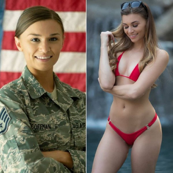 Девушки в армии и на гражданке (9 фото)